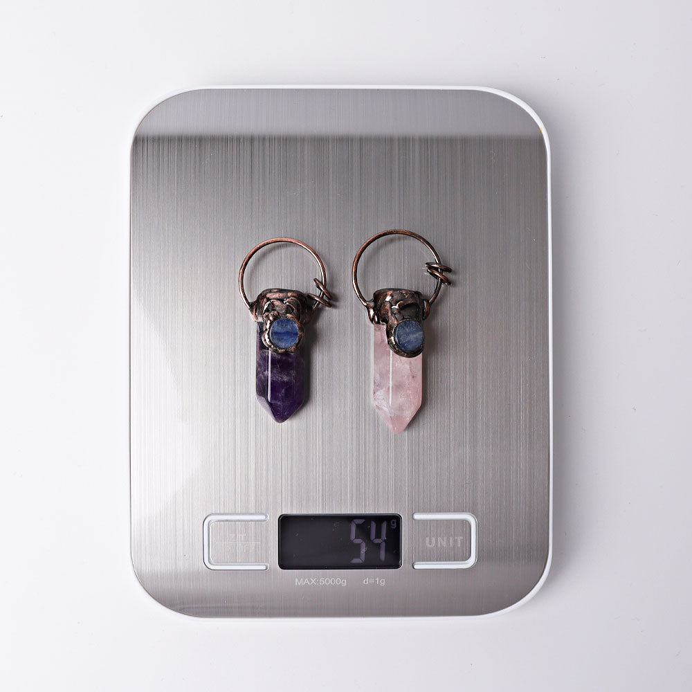 Amethyst Rose Quartz with Kyanite Pendant for DIY