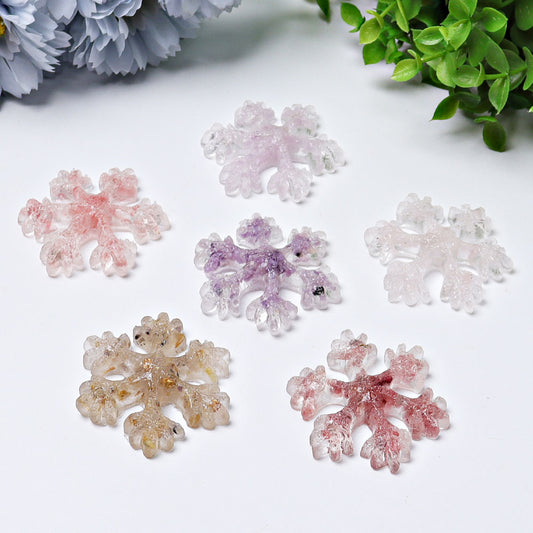 2" Resin Snowflakes Crystal Carvings for Christmas