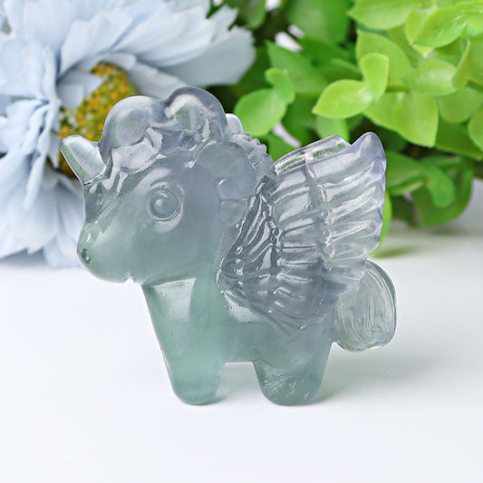 2" Fluorite Unicorn Crystal Carvings