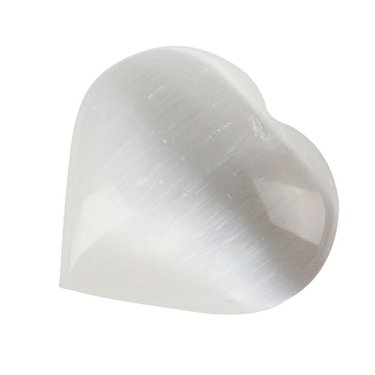 Natural Polished White Selenite Carved Heart