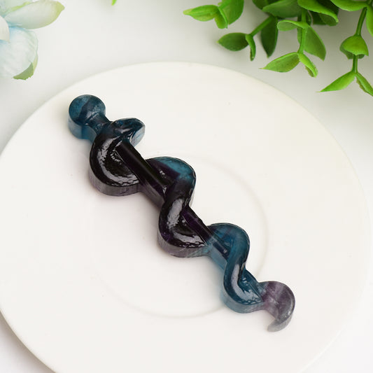 3.7" Fluorite Sword with Snake Crystal Carving Bulk Wholesale