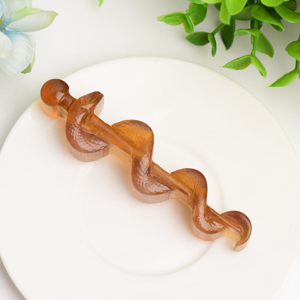 3.7" Fluorite Sword with Snake Crystal Carving Bulk Wholesale