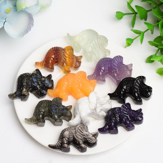1.6" Mixed Crystal Dinosaur Carving Crystal Healing Bulk Wholesale
