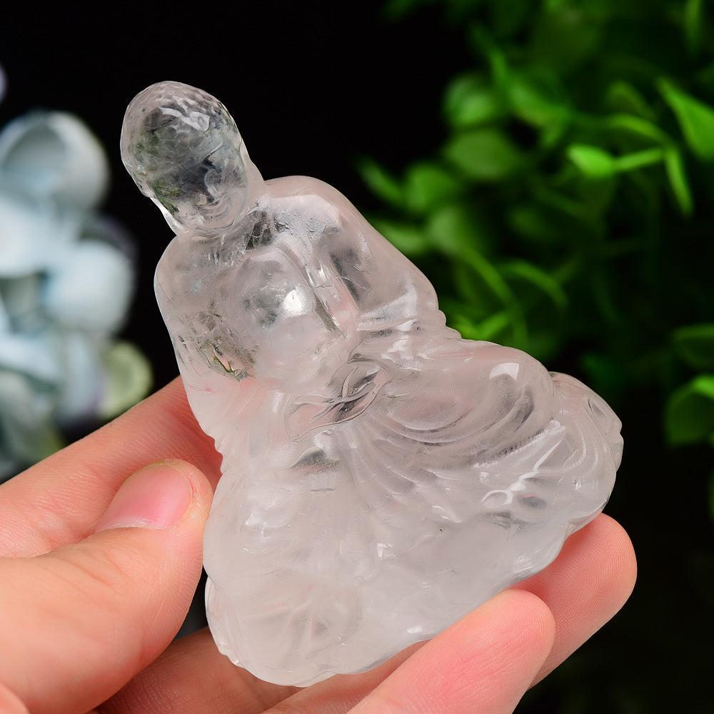 3.2" Clear Quartz Buddha Crystal Carving Crystal Healing Bulk Wholesale