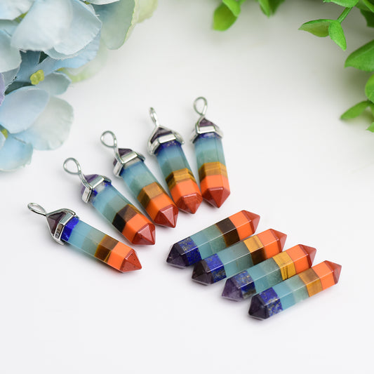 1.2" Mini Chakra DT Point Crystal Pendant