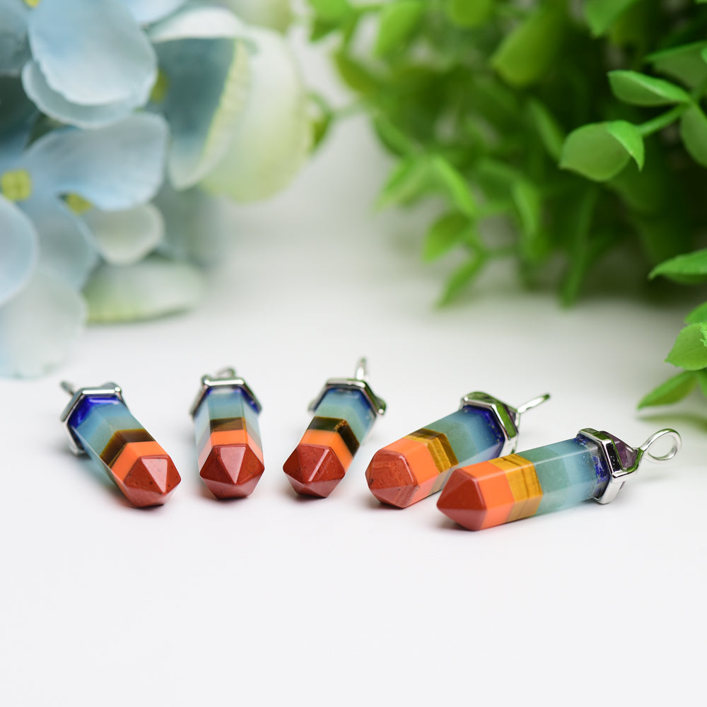 1.2" Mini Chakra DT Point Crystal Pendant