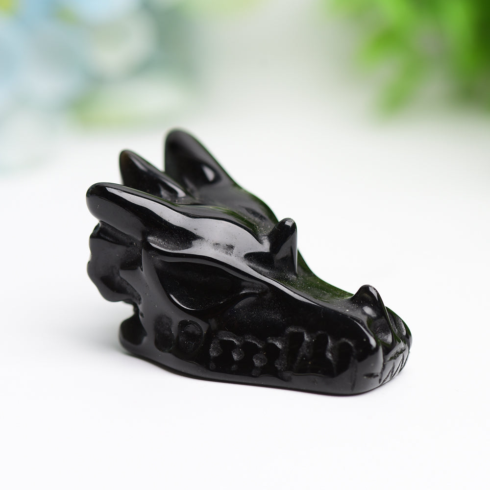 1.8" Mixed Crystal Dragon Head Animal Crystal Carving