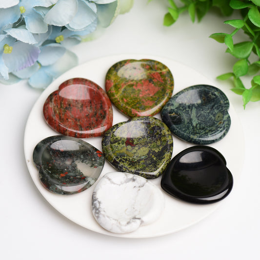 1.5" Mixed Crystal Heart Shape Worry Stone