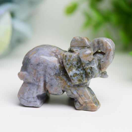 2.0" Mixed Crystal Elephant Animal Crystal Carving