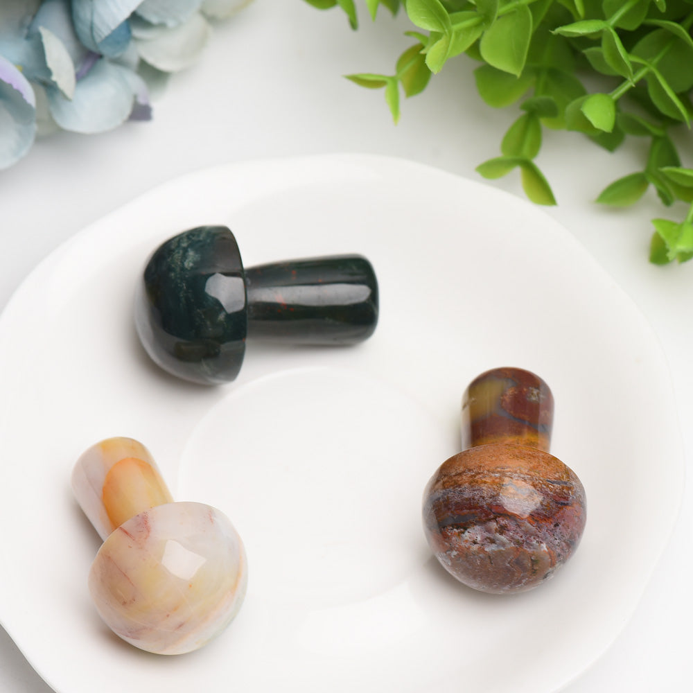 1.9" Ocean Jasper Mushroom Crystal Carving Bulk Wholesale