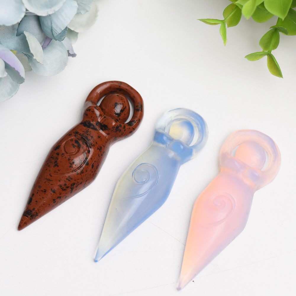 3.2" Mixed Crystal Flat Goddess Crystal Carving Bulk Wholesale