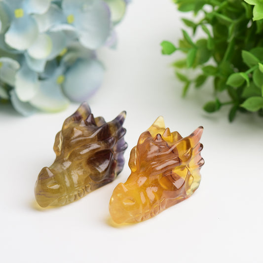 2.5" Yellow Fluorite Dragon Head Crystal Carving Crystal Healing Bulk Wholesale