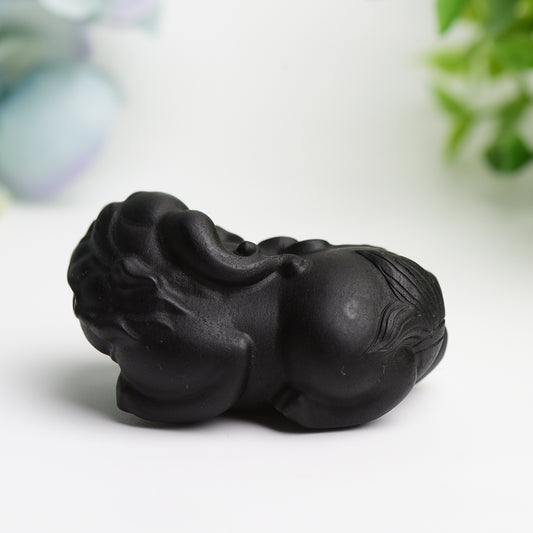2.4" Black Obsidian Pixiu Crystal Carving Crystal Healing Bulk Wholesale