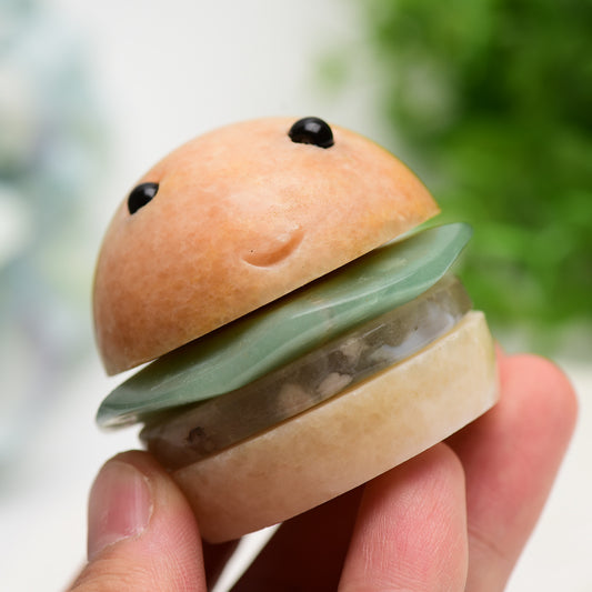 2.0" Calcite Green Aventurine Hamburger Carving Bulk Wholesale
