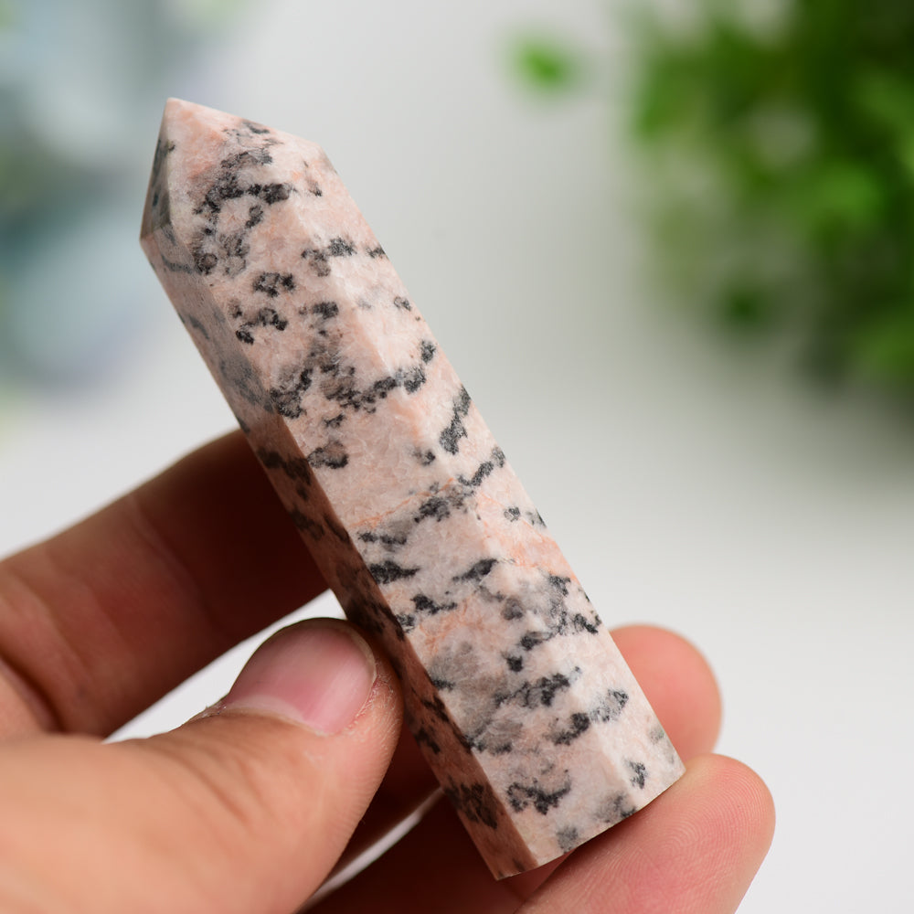 3.0" Pink Zebra Jasper Crystal Point Crystal Healing Bulk Wholesale