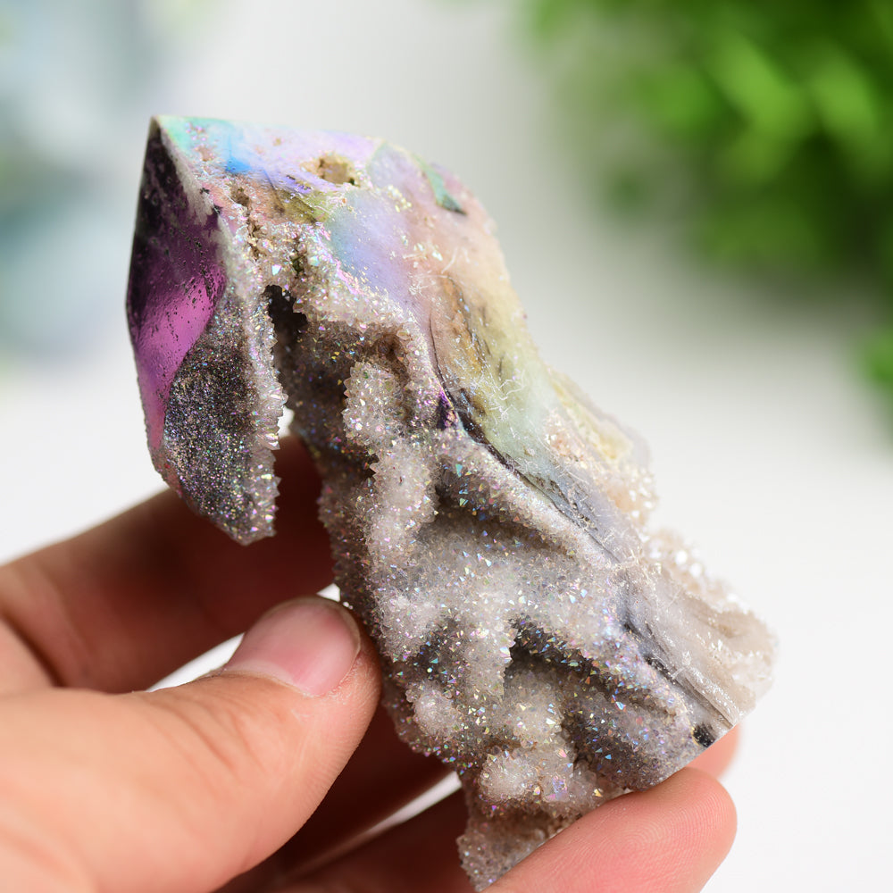 3.0"-4.0" Aura Druzy Zinc Crystal Tower Crystal Healing Bulk Wholesale