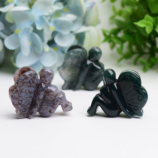 1.9" Moss Agate Fairy Crystal Carving