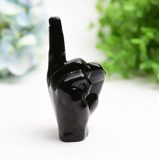 4.0" Black Obsidian Middle Finger Crystal Carving Crystal Healing Bulk Wholesale