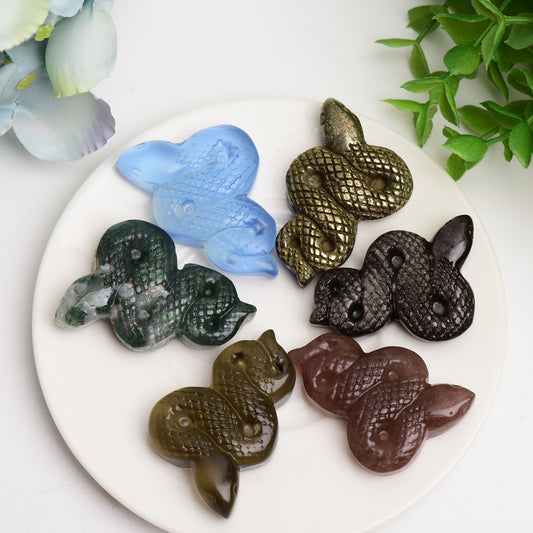 2.0" Mixed Crystal Snake Carving Bulk Wholesale