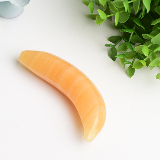 3.8" Orange Calcite Sunstone Banana Fruit Crystal Carving Crystal Healing Bulk Wholesale