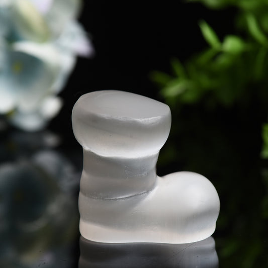 2.0" Selenite Christmas Boot Carving Crystal Healing Bulk Wholesale