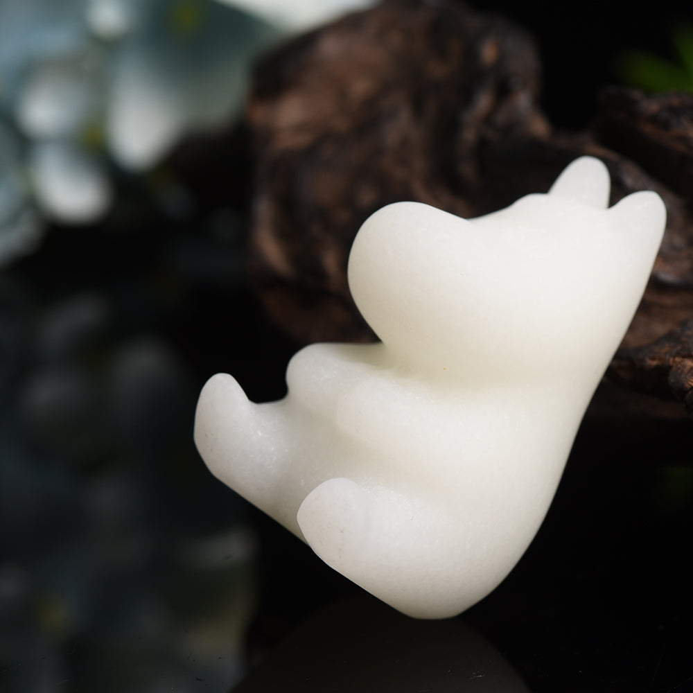 2.2" White Jade Hippo Crystal Carving Crystal Healing Bulk Wholesale