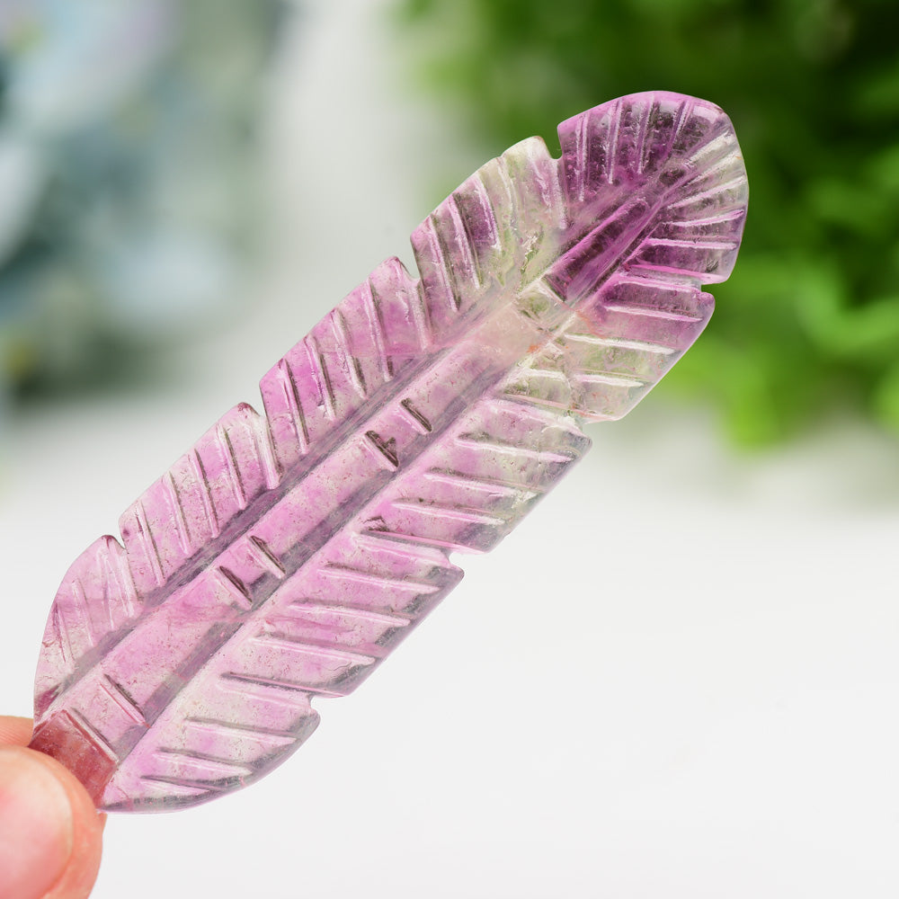 4.0" Fluorite Sky Blue Feather Carving Crystal Healing Bulk Wholesale