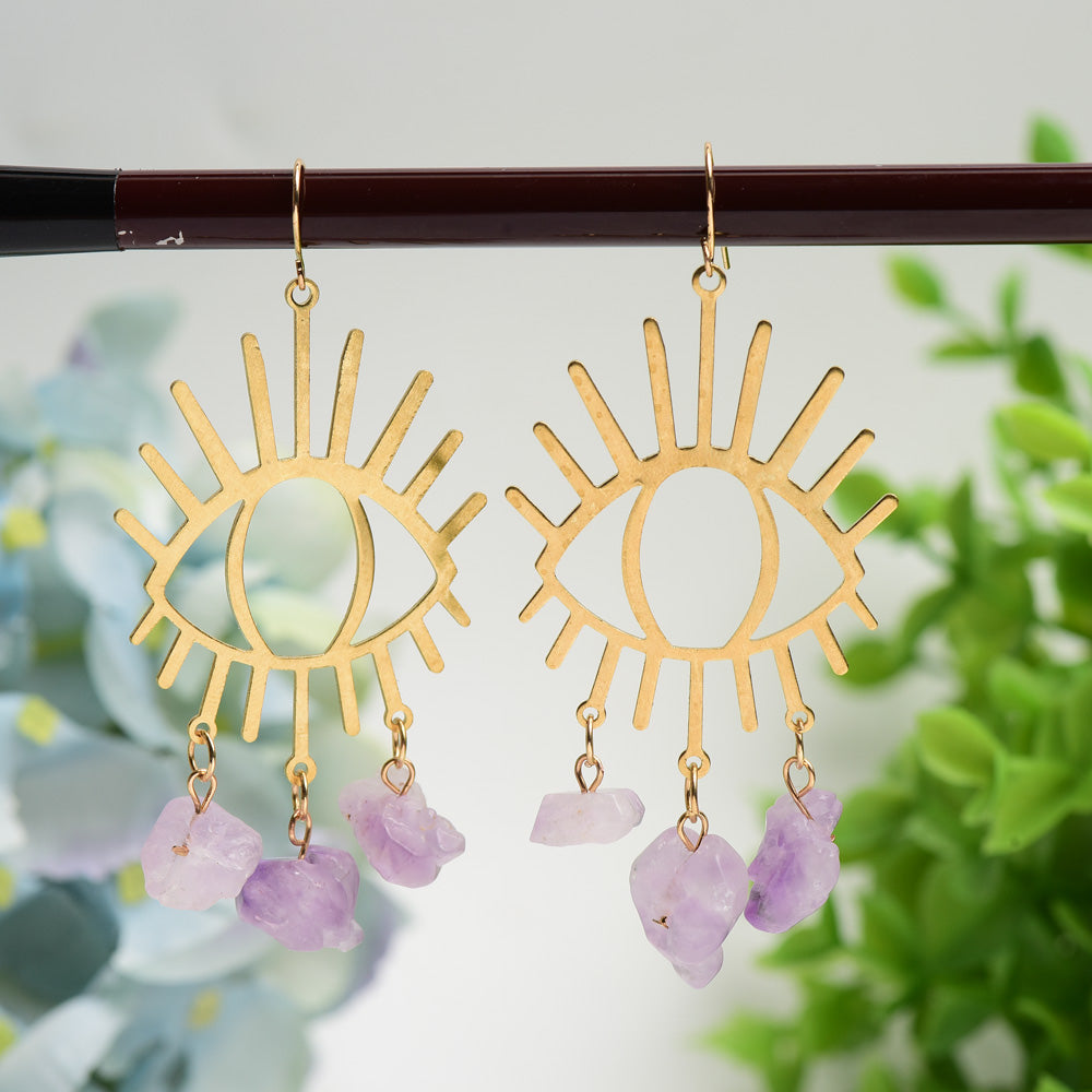Eye Shape Design Earrings with Crystal Decor Crystal Healing Bulk Wholesale
