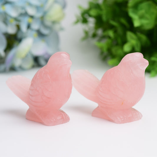 3.5" Rose Quartz Bird Crystal Carving Bulk Wholesale