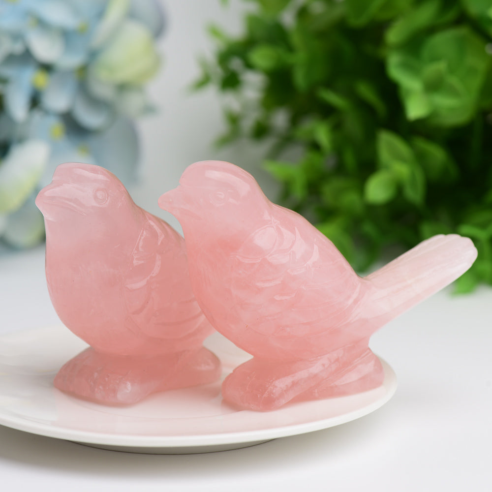 3.5" Rose Quartz Bird Crystal Carving Bulk Wholesale
