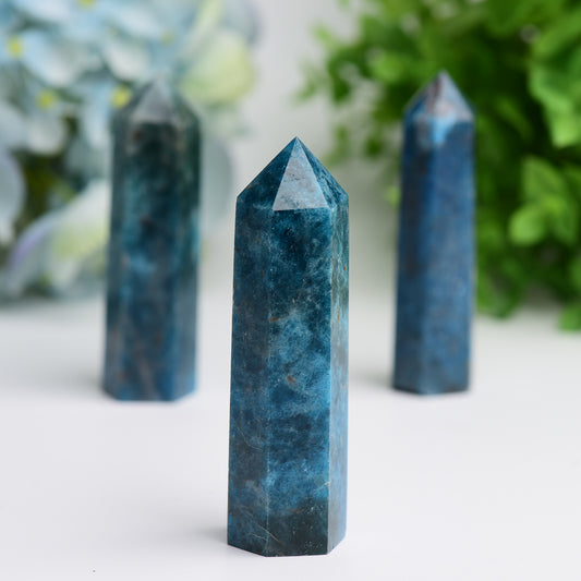 2.5"-4.0" Bule Apatite Crystal Point for Bulk Wholesale