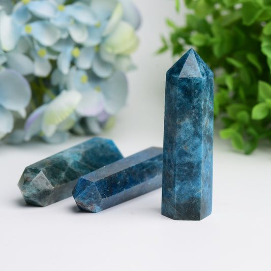Natural Blue Apatite Point Healing Crystal Tower