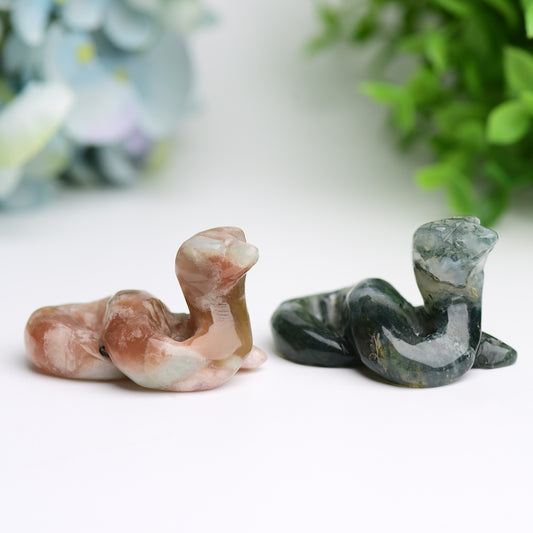 2.2" Crystal Snake Carvings