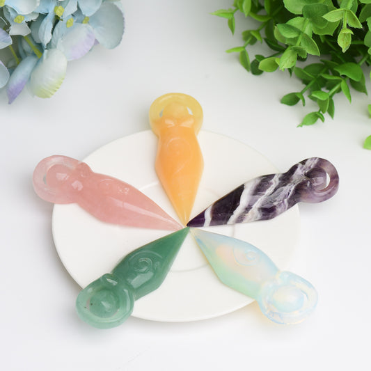 3.2" Mixed Crystal Flat Goddess Crystal Carving Bulk Wholesale