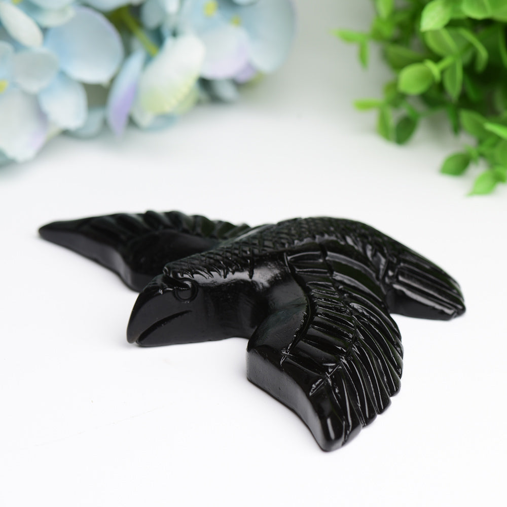 6.0" Black Obsidian Bird Crystal Carving Bulk Wholesale