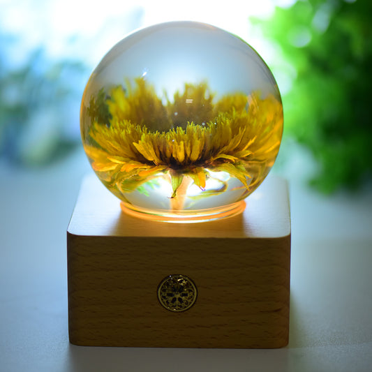 1 Set Resin Sphere with Sunflower Touch-sensitive Switch Lamp Free Form for Bulk Wholesale