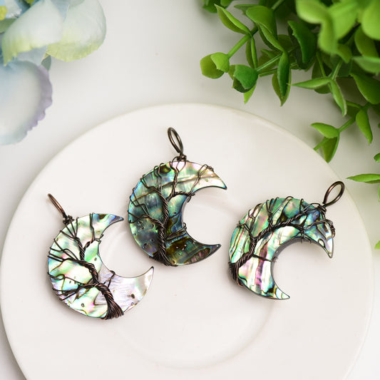 Aura Shell Moon Shape Pendant Crystal Healing Bulk Wholesale