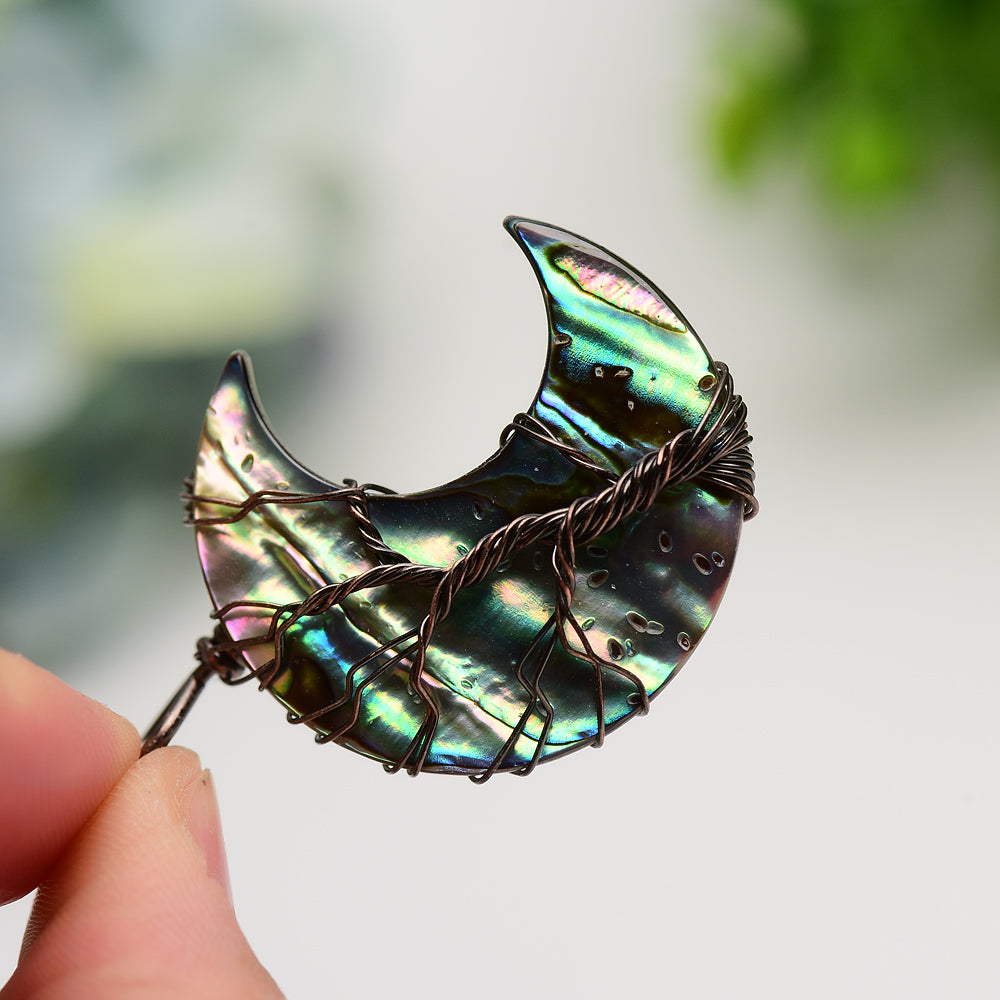 Aura Shell Moon Shape Pendant Crystal Healing Bulk Wholesale