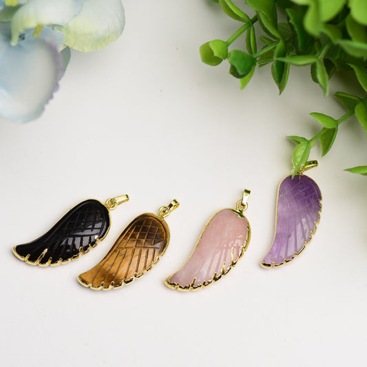 Mixed Crystal Wing Shape Pendant Crystal Healing Bulk Wholesale