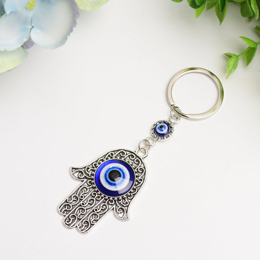 Metal Hand Shape with Evil's Eye Key Chain Crystal Healing Bulk Wholesale