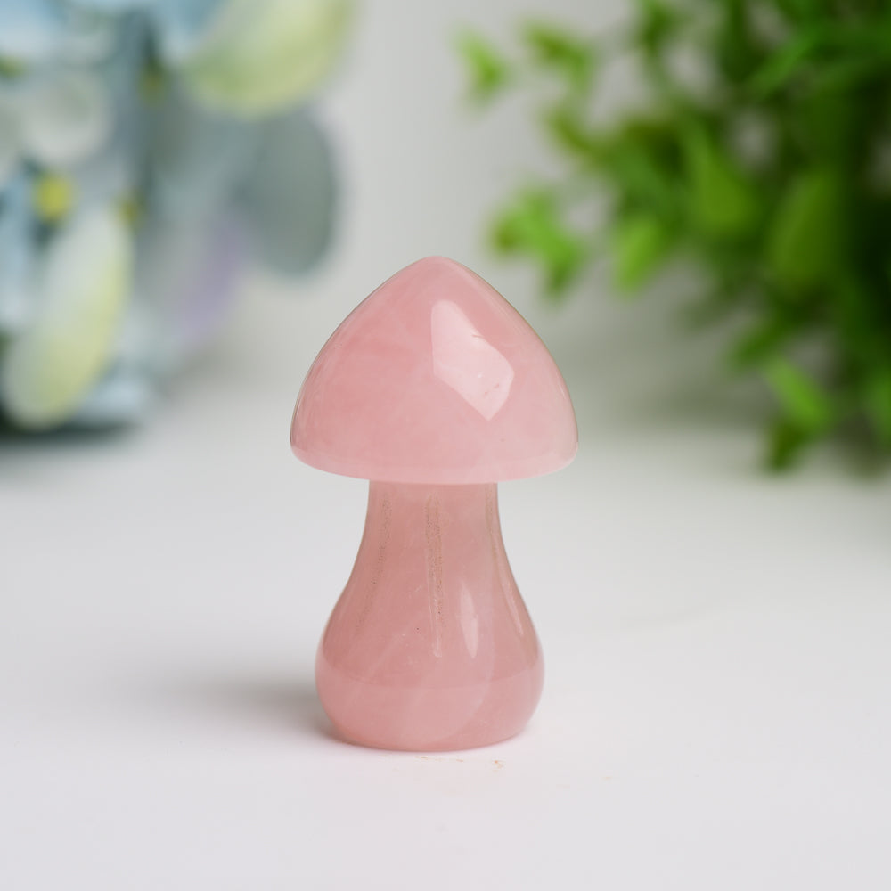 2.0" Rose Quartz Mushroom Crystal Carving Bulk Wholesale
