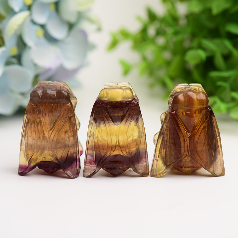 2.0" Fluorite Cicada Crystal Carving Bulk Wholesale