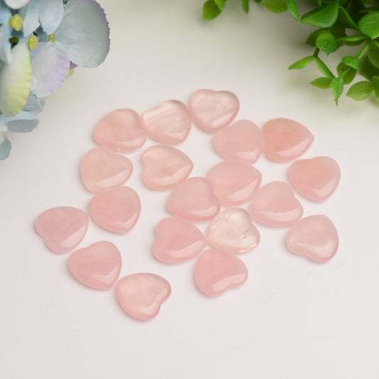 0.8" Mini Rose Quartz Heart Crystal Carving Bulk Wholesale