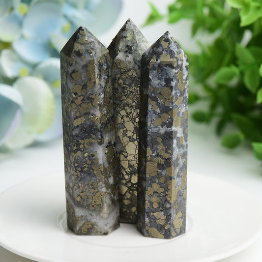 3.3"-4.0" Pyrite in Agate Crystal Points Crystal Healing Bulk Wholesale