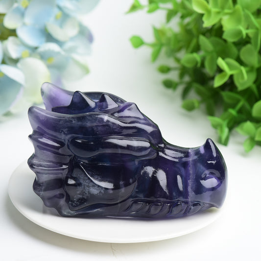 4.0" Fluorite Dragon Head Carving Crystal Healing Bulk Wholesale