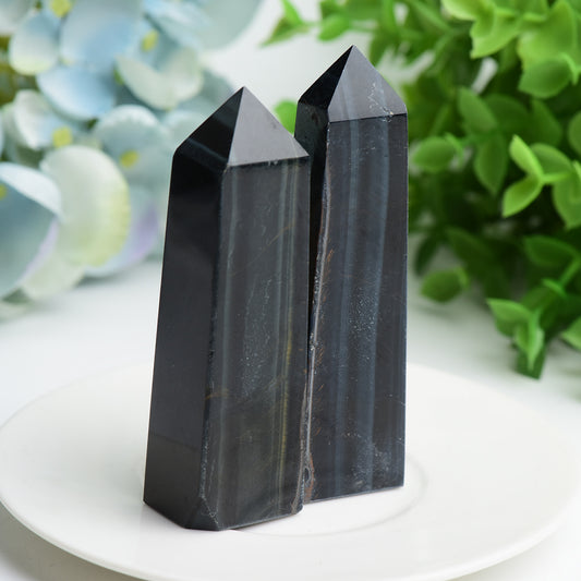3.3"-4.0" Blue Tiger's Eye Crystal Point Crystal Healing Bulk Wholesale