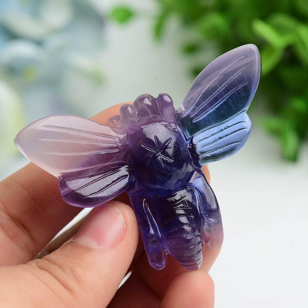 2.7" Purple Fluorite Bee Crystal Carving Crystal Healing Bulk Wholesale
