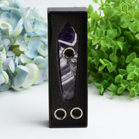 4.4" Drean Amethyst Smoking Pipe with Filter Brush Set Crystal Healing Bulk Wholesale