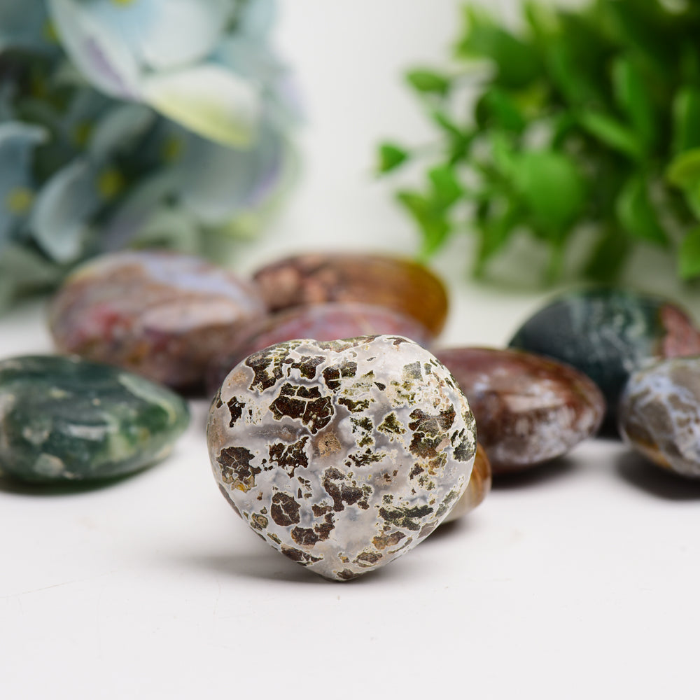 1.6" Ocean Jasper Heart Crystal Carving Crystal Healing Bulk Wholesale