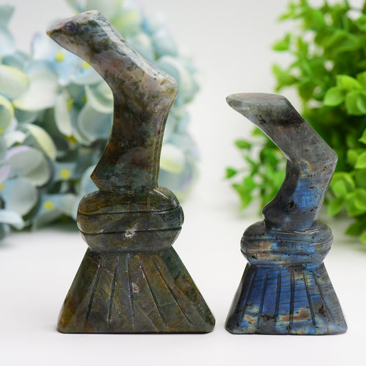 4.2"-5.7" Labradoritte Moss Agate Witches' Broom Carving Crystal Healing Bulk Wholesale